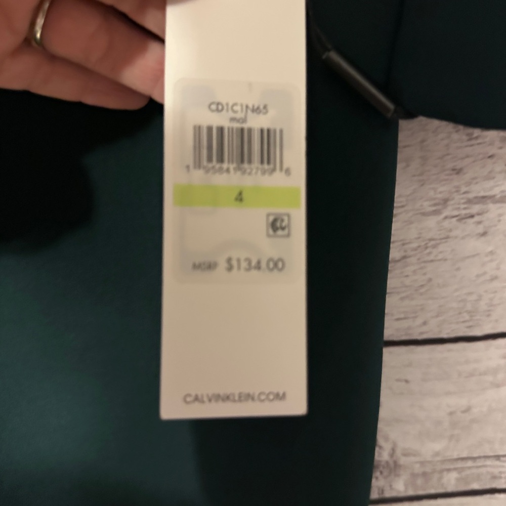 Calvin Klein NWT Green Tie Neck Sheath Dress Size 4 Long Sleeve - Picture 3 of 6